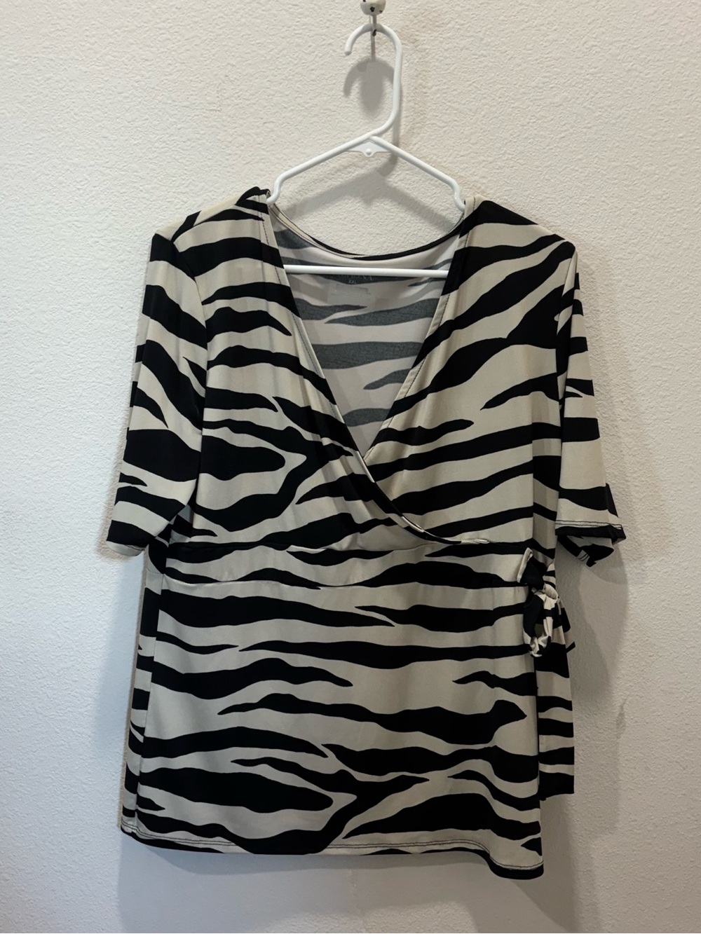Merona Zebra Wrap Tunic - Black & Cream